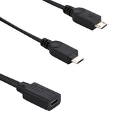 Cavo adattatore USB-C/tipo C femmina a 2 x micro USB maschio a Y, lunghezza totale: circa 30 cm