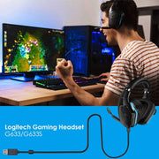 ZS0155 Per Logitech G633 / G633s Cavo audio per cuffie USB Supporto per chiamate / Illuminazione per cuffie, Lunghezza cavo: 2 m, For Logitech G633 2m