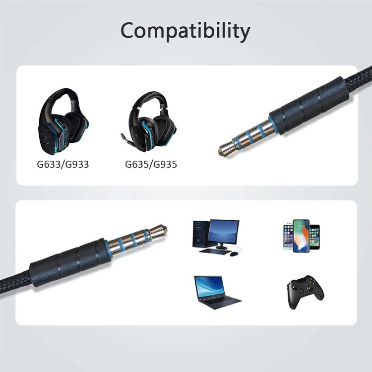ZS0195 Cavo audio per cuffie da gioco Logitech G633 / G635 / G933 / G935 da 3,5 mm, lunghezza cavo: 1,5 m, For Logitech G633 1.5m
