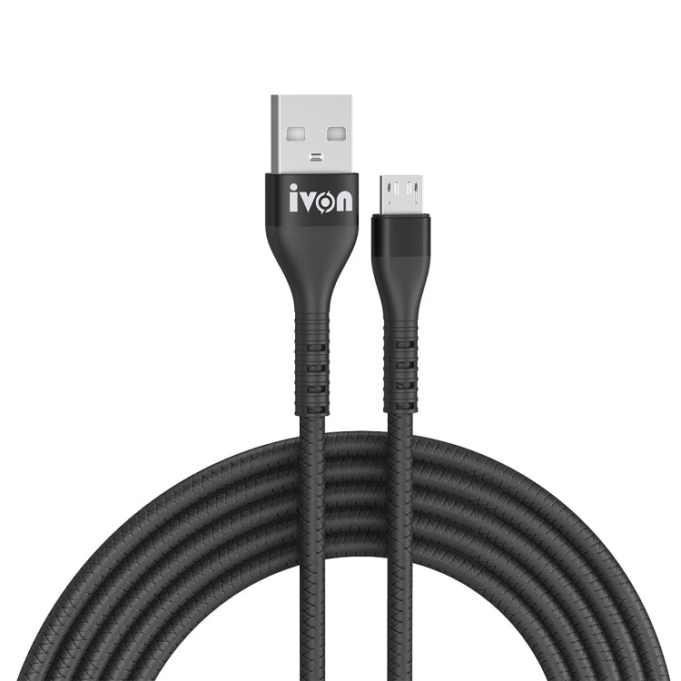 IVON CA92 Cavo dati di ricarica rapida in gomma da USB a micro USB max 2,4 A, lunghezza: 1,5 m, Micro USB