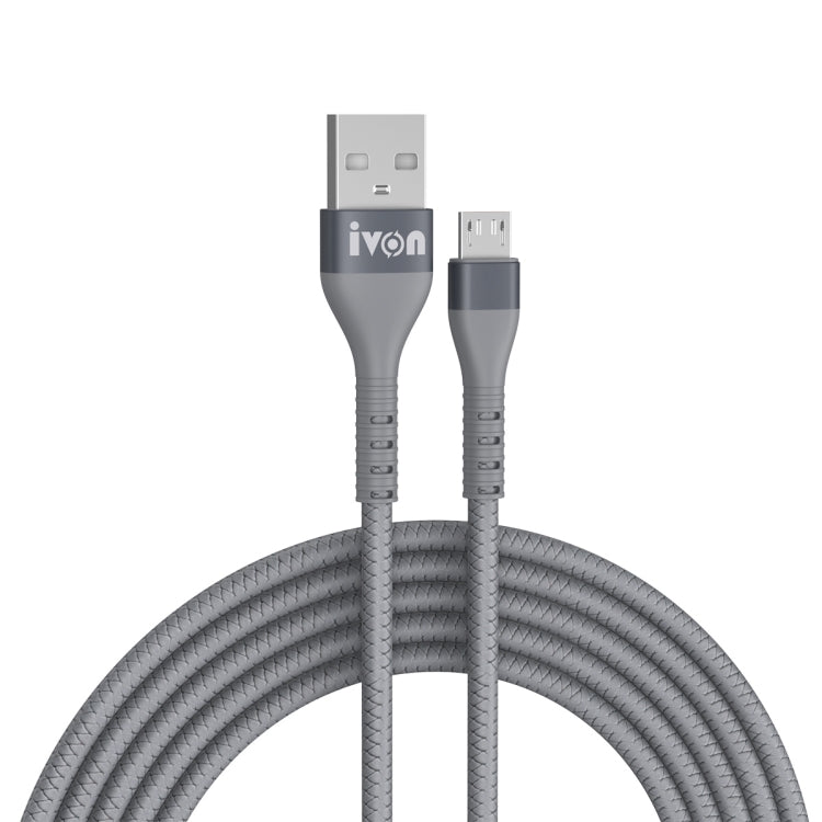 IVON CA92 Cavo dati di ricarica rapida in gomma da USB a micro USB max 2,4 A, lunghezza: 1,5 m, Micro USB