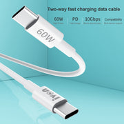 IVON CA203 Cavo dati di ricarica rapida da USB-C / Type-C a USB-C / Type-C da 60 W PD, lunghezza cavo: 1 m