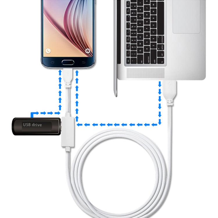OTG-Y-02 Cavo dati di ricarica USB 2.0 maschio a Micro USB maschio + USB femmina OTG per telefoni/tablet Android con funzione OTG, lunghezza: 1,1 m, Length: 1.1m
