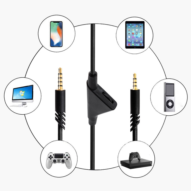 ZS0175 Per Logitech Astro A10 / A40 / A30 Cavo audio per auricolari regolabile da maschio a maschio da 3,5 mm, lunghezza cavo: 2 m, For Logitech Astro A10 2m