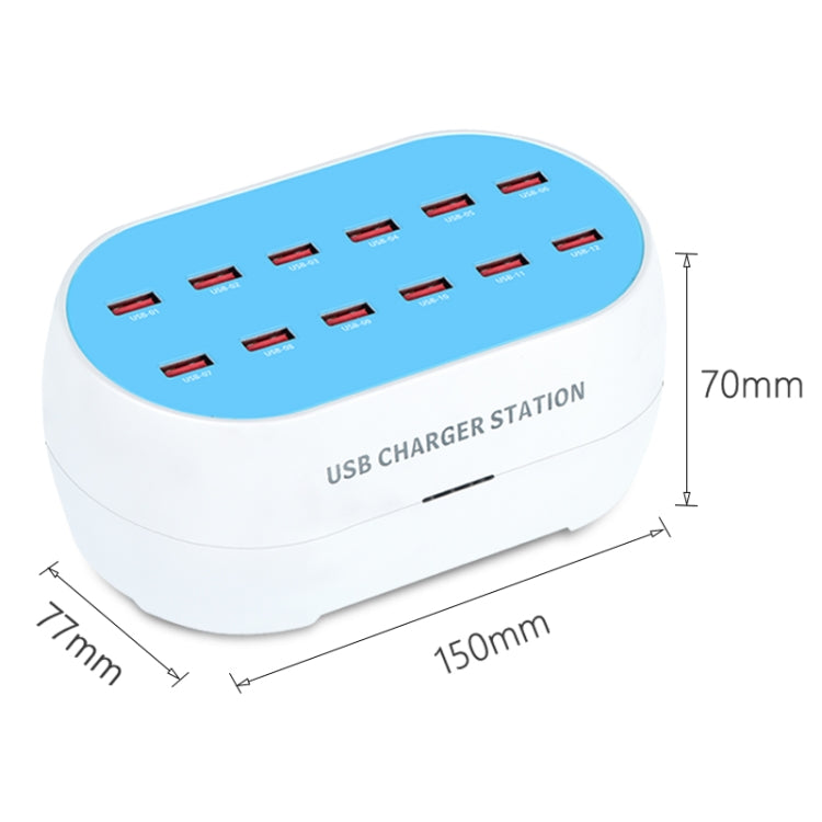 830-12 Stazione di ricarica intelligente multifunzione da 120 W 12 porte USB AC100-240 V, presa USA, 830-12