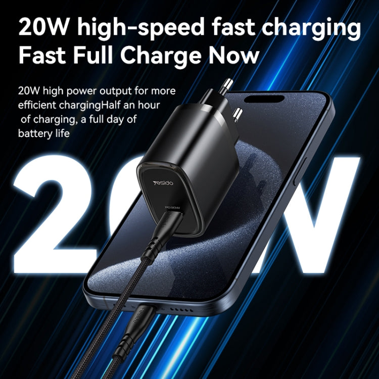 Caricabatterie rapido Yesido YC57 PD 20W USB-C / Type-C a porta singola, spina europea, Type-C Port Quick Charger