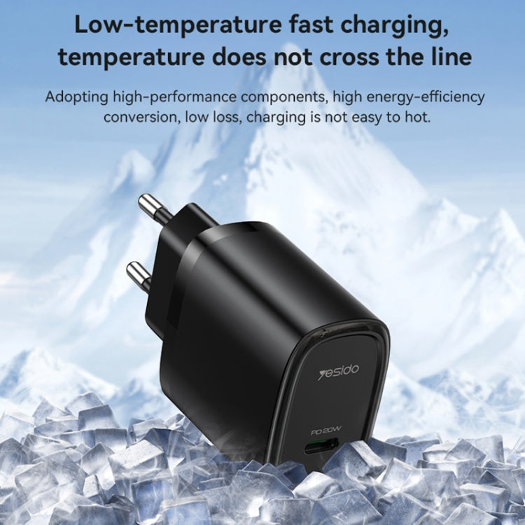 Caricabatterie rapido Yesido YC57 PD 20W USB-C / Type-C a porta singola, spina europea, Type-C Port Quick Charger