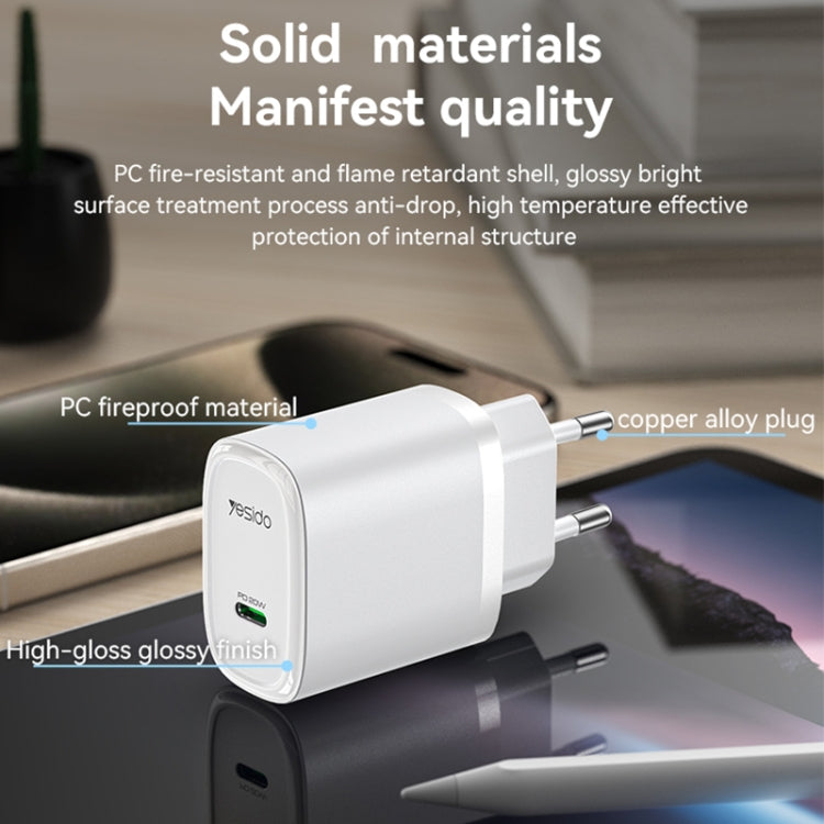 Caricabatterie rapido Yesido YC57 PD 20W USB-C / Type-C a porta singola, spina europea, Type-C Port Quick Charger