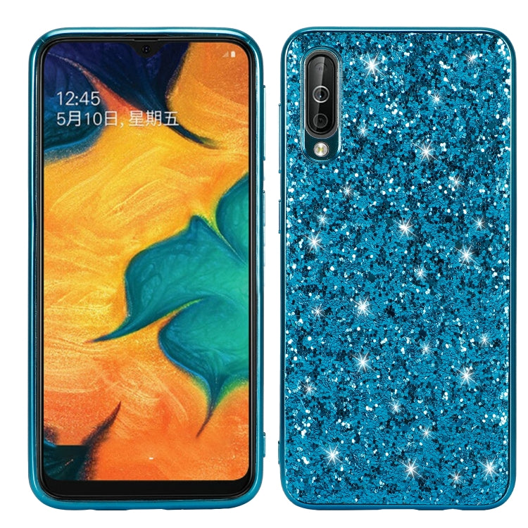 Custodia TPU antiurto con polvere scintillante per Galaxy A70