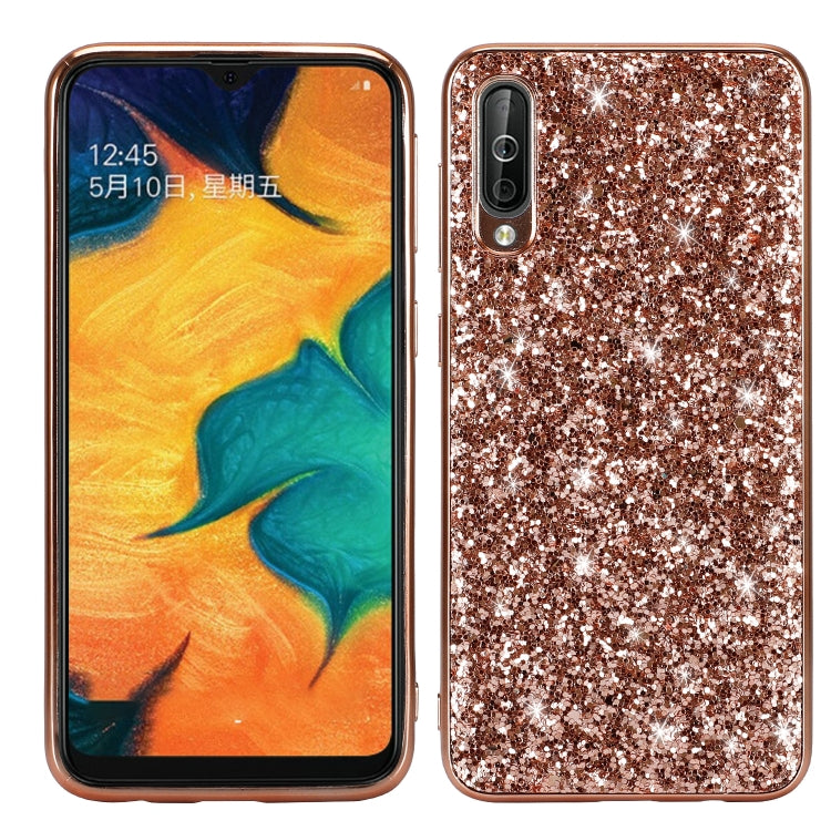 Custodia TPU antiurto con polvere scintillante per Galaxy A70