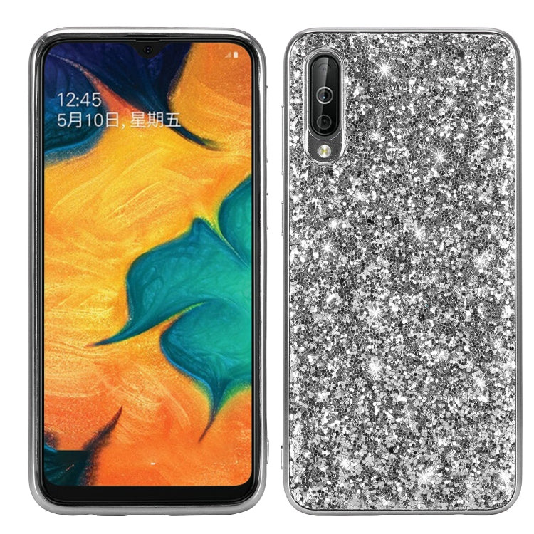 Custodia TPU antiurto con polvere scintillante per Galaxy A70
