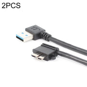 Cavo dati di ricarica USB 3.0 da gomito destro maschio a micro USB 3.0 da 2 pezzi, lunghezza cavo: 27 cm, Right Elbow