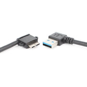 Cavo dati di ricarica USB 3.0 da gomito destro maschio a micro USB 3.0 da 2 pezzi, lunghezza cavo: 27 cm, Right Elbow