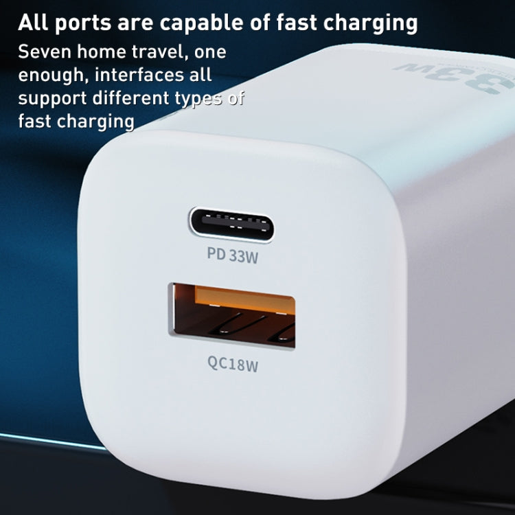 Caricabatterie rapido WK WP-U140 Power Series USB+USB-C/Type-C da 33 W, specifiche: presa UK, 33W UK Plug