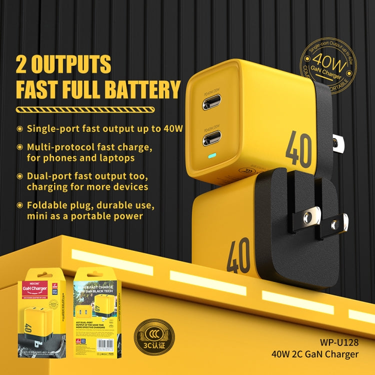 Caricabatterie GaN 40W USB-C doppia porta WK WP-U128