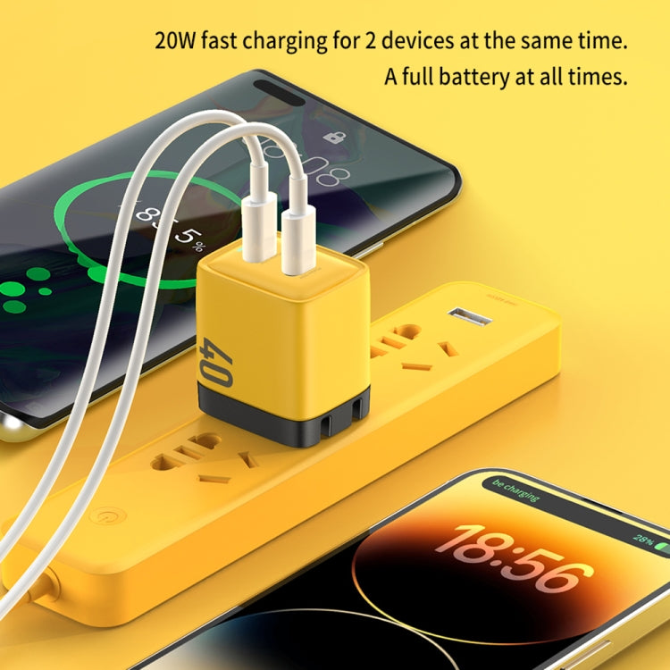 Caricabatterie GaN 40W USB-C doppia porta WK WP-U128