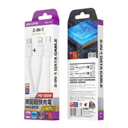 WK WDC-176 Cavo dati di ricarica rapida multifunzionale 2 in 1 da USB-C/Type-C a USB-C/Type-C da 100 W, lunghezza: 1,2 m, WK