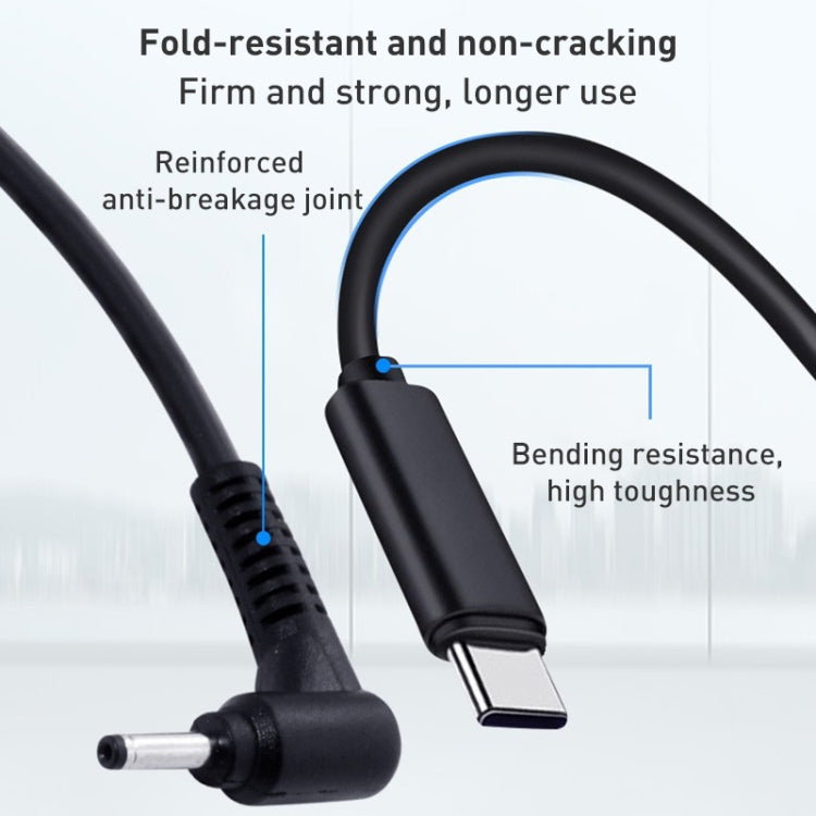 Cavo di ricarica per alimentazione portatile da USB-C/Type-C a 4,0 x 1,7 mm, lunghezza cavo: circa 1,5 m, Type-C to 4.0 x 1.7mm Bullet Head