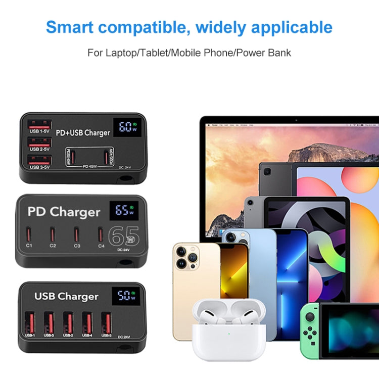 Caricabatterie rapido 5 in 1 DC 24V con 3 porte USB