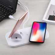 Caricabatterie da USB a 3 in 1 (8 pin + Micro USB + USB-C / Type-C) Supporto per stazione di ricarica da tavolo per sincronizzazione dati con caricabatterie wireless Qi e cavo USB