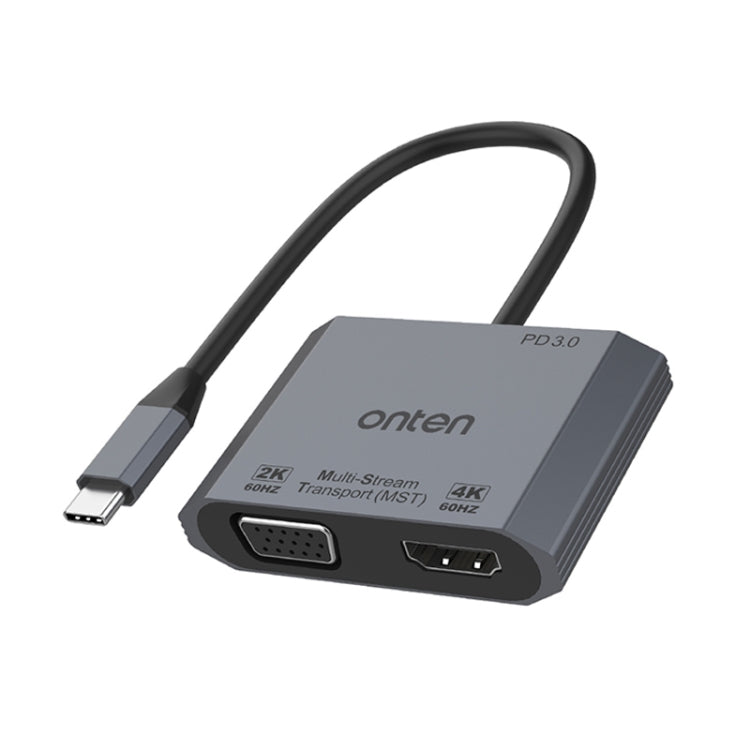 Onten M205 Convertitore video 3 in 1 da tipo C a HDMI+VGA+PD a ricarica rapida, M205