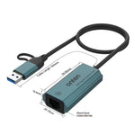 Onten UE101 Hub USB-C 2 in 1 con porta rete Gigabit