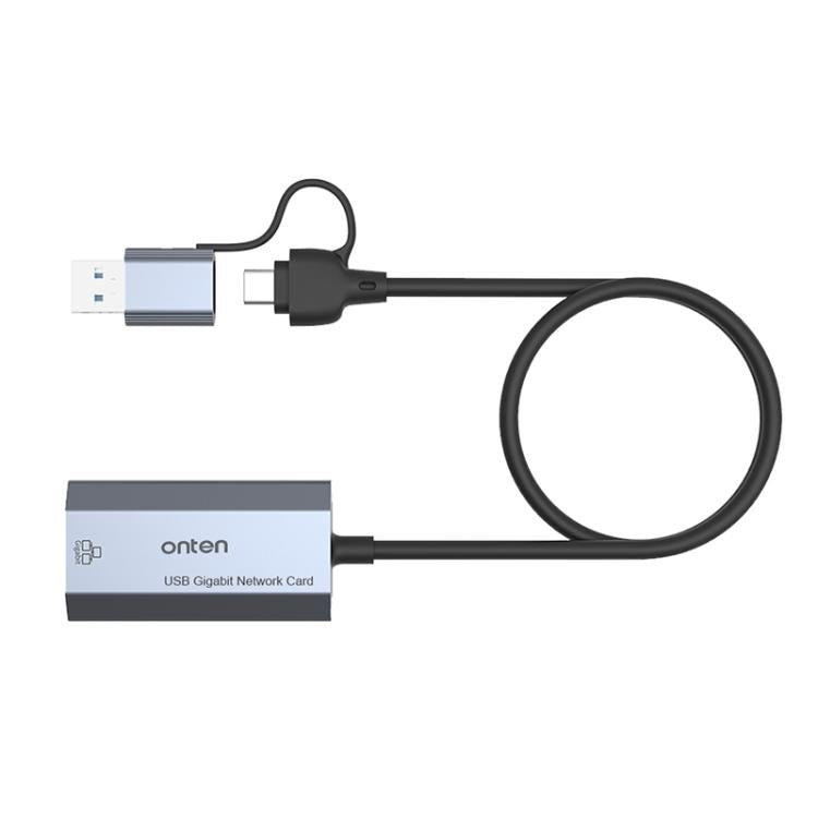 Onten UE101 Hub USB-C 2 in 1 con porta rete Gigabit