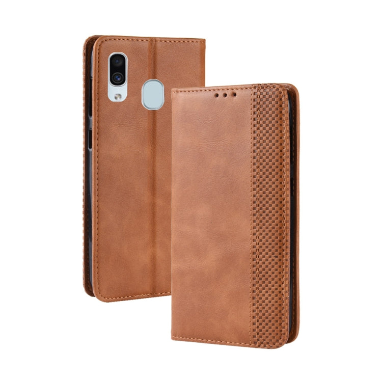 Custodia portafoglio in pelle per Galaxy A20 con fibbia magnetica
