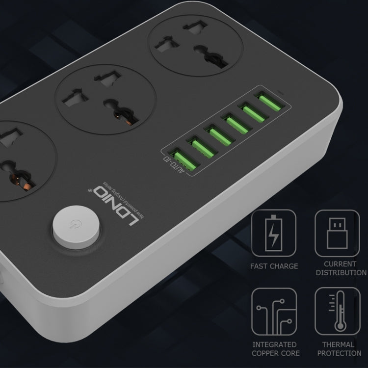 LDNIO SC3604 multipresa 6 porte USB 3 prese 2 m cavo