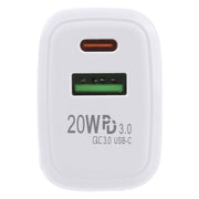 Caricatore da viaggio a ricarica rapida USB-C/Type-C LZ-215A+C 20W QC 3.0 USB + PD 3.0, presa EU, EU Plug