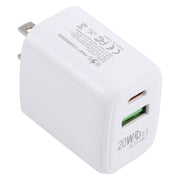 Caricatore da viaggio a ricarica rapida USB-C/Type-C LZ-215A+C 20W QC 3.0 USB + PD 3.0, presa americana, US Plug