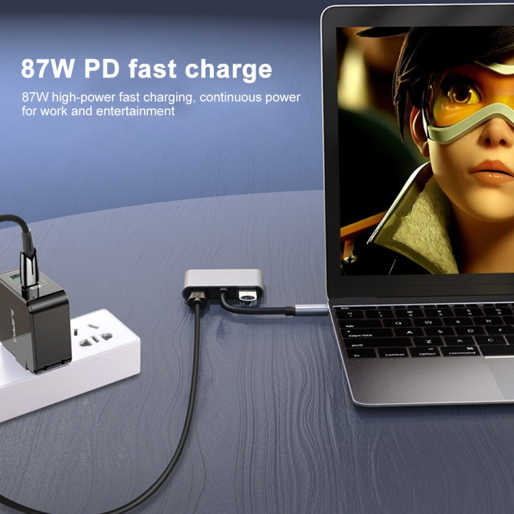 Multifunzione 4 in 1 da USB-C/Tipo-C a PD USB-C/Tipo-C +USB 3.0+Doppio HUB HDMI Docking Station