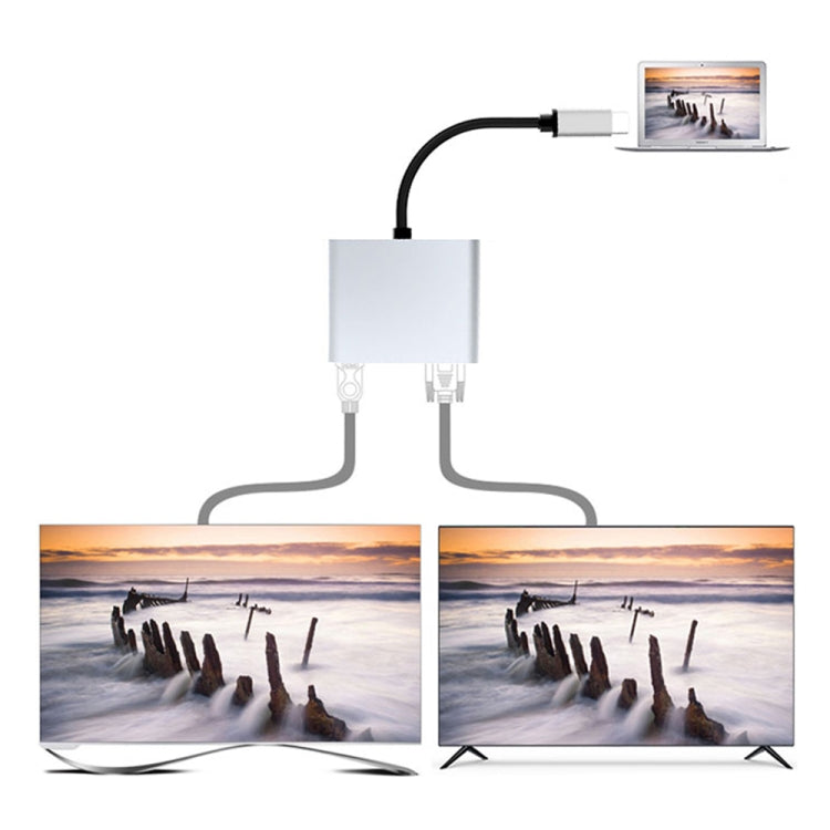 Docking station HUB multifunzione da USB-C/Tipo-C a HDMI+VGA 2 in 1