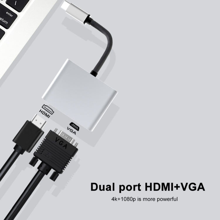 Docking station HUB multifunzione da USB-C/Tipo-C a HDMI+VGA 2 in 1