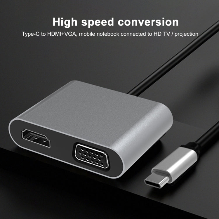 Docking station HUB multifunzione da USB-C/Tipo-C a HDMI+VGA 2 in 1
