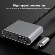 Docking station HUB multifunzione da USB-C/Tipo-C a HDMI+VGA 2 in 1