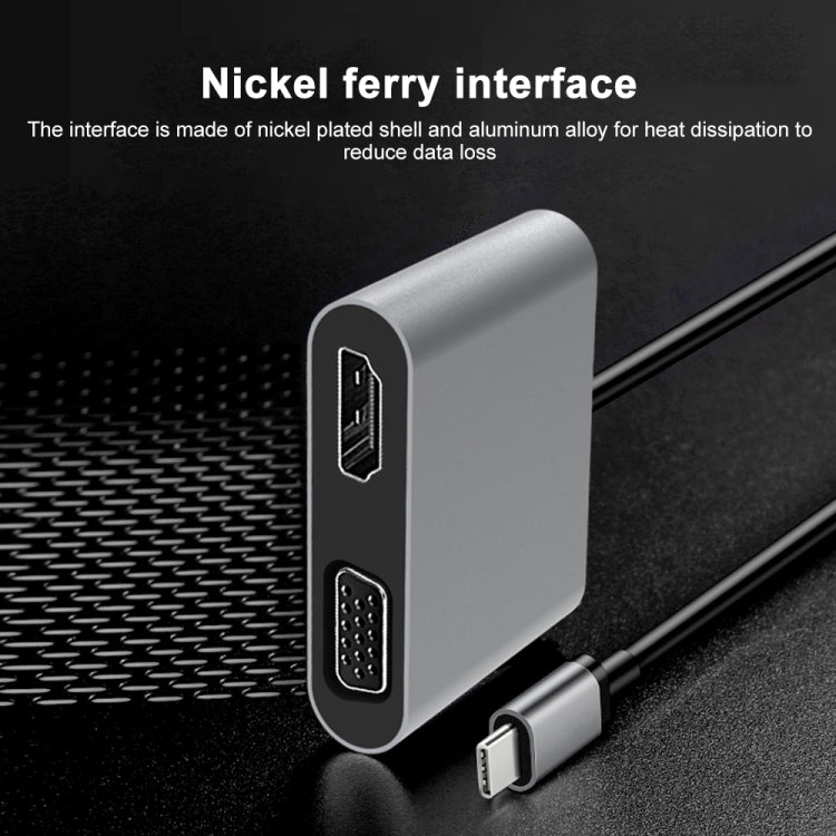 Docking station HUB multifunzione da USB-C/Tipo-C a HDMI+VGA 2 in 1