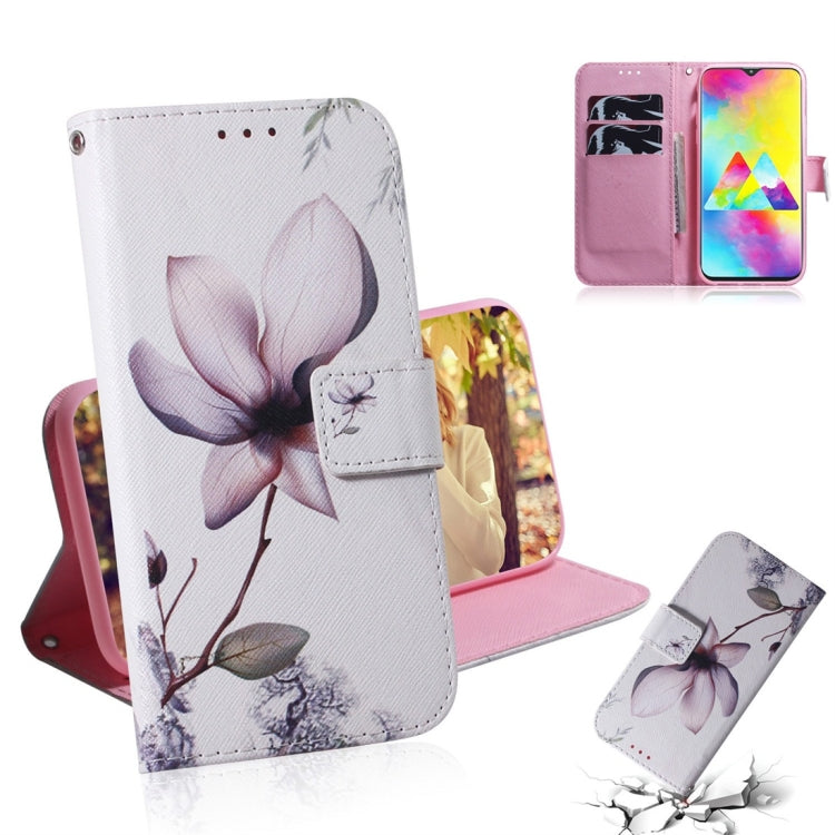 Custodia portafoglio in pelle con motivo floreale Galaxy M20
