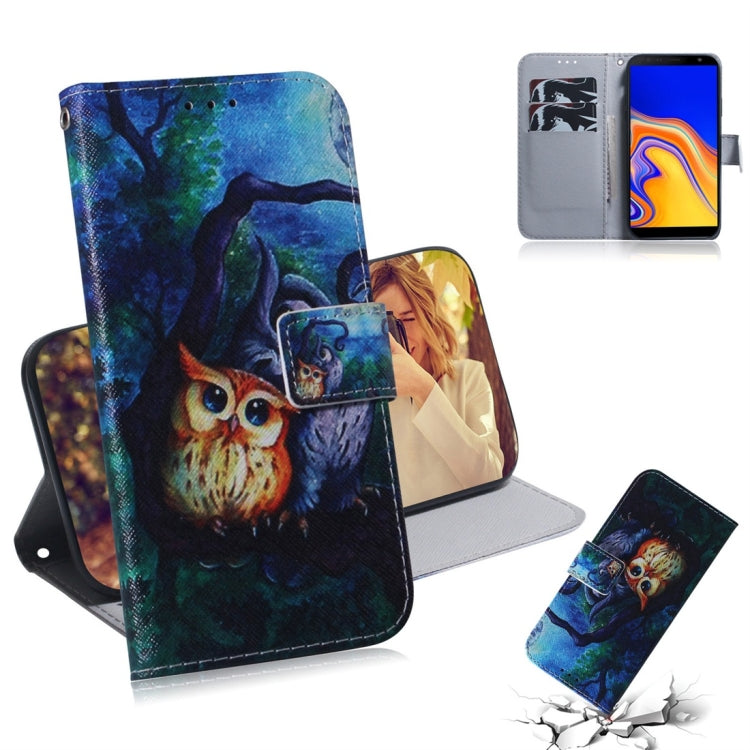 Custodia portafoglio in pelle con motivo gufo per Galaxy J4+