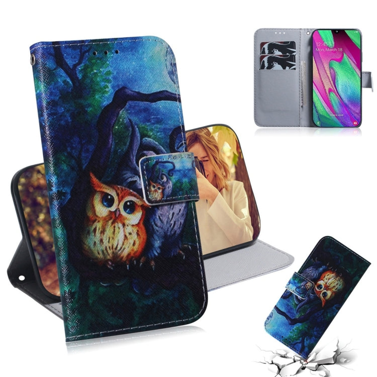 Custodia portafoglio in pelle con motivo gufo per Galaxy A40