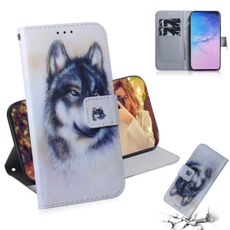 Custodia portafoglio in pelle con motivo lupo per Galaxy S10