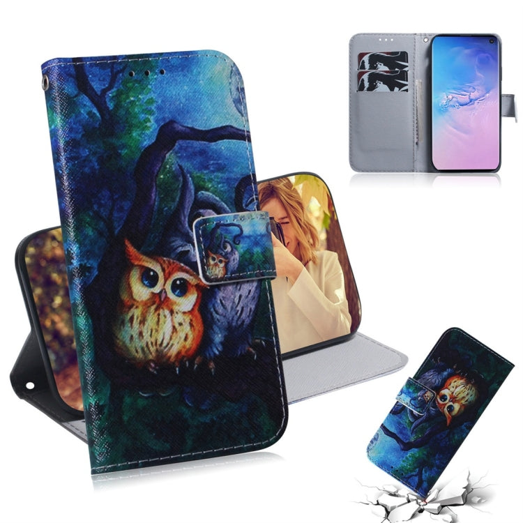 Custodia portafoglio in pelle con motivo gufo per Galaxy S10