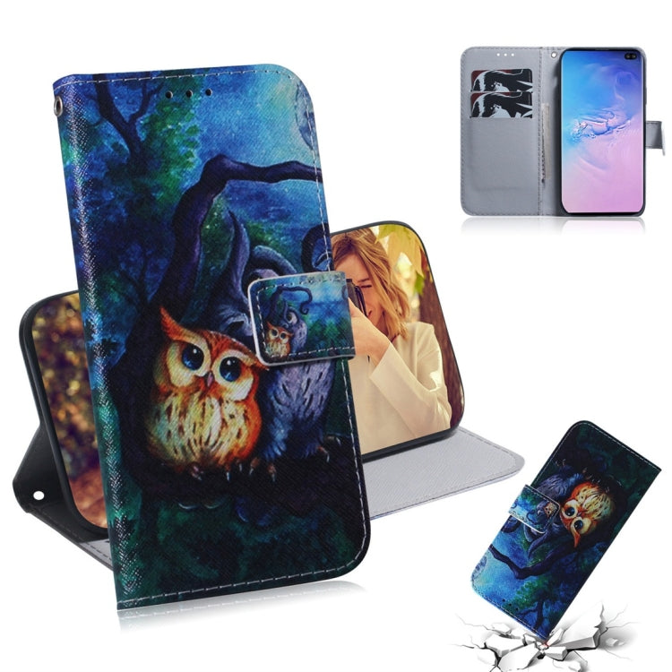 Custodia portafoglio in pelle con gufo per Galaxy S10 Plus