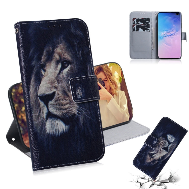 Custodia portafoglio in pelle con disegno leone Galaxy S10+