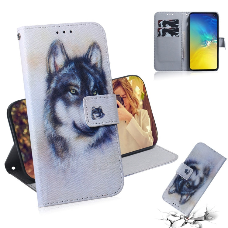 Custodia portafoglio in pelle con motivo lupo per Galaxy S10e
