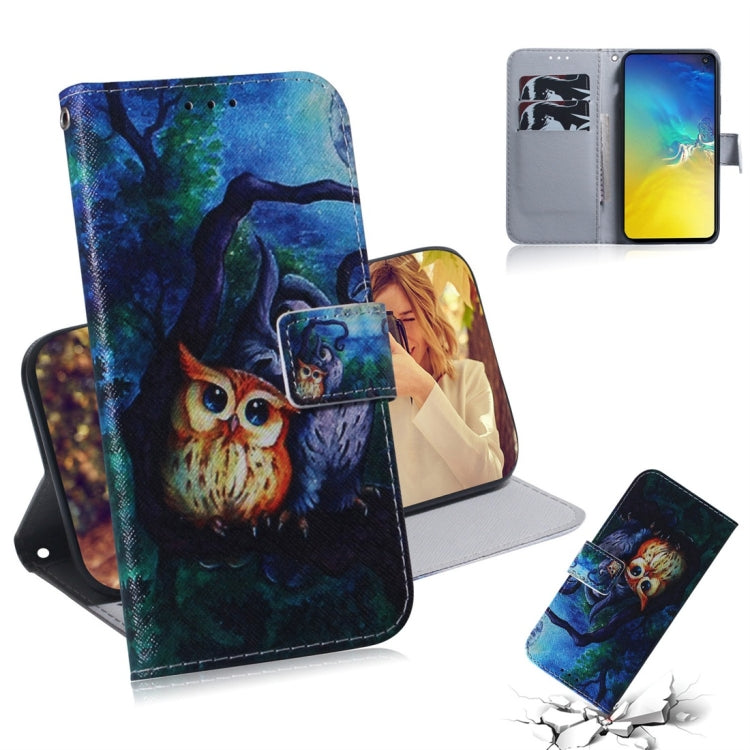 Custodia portafoglio in pelle con gufo per Galaxy S10e