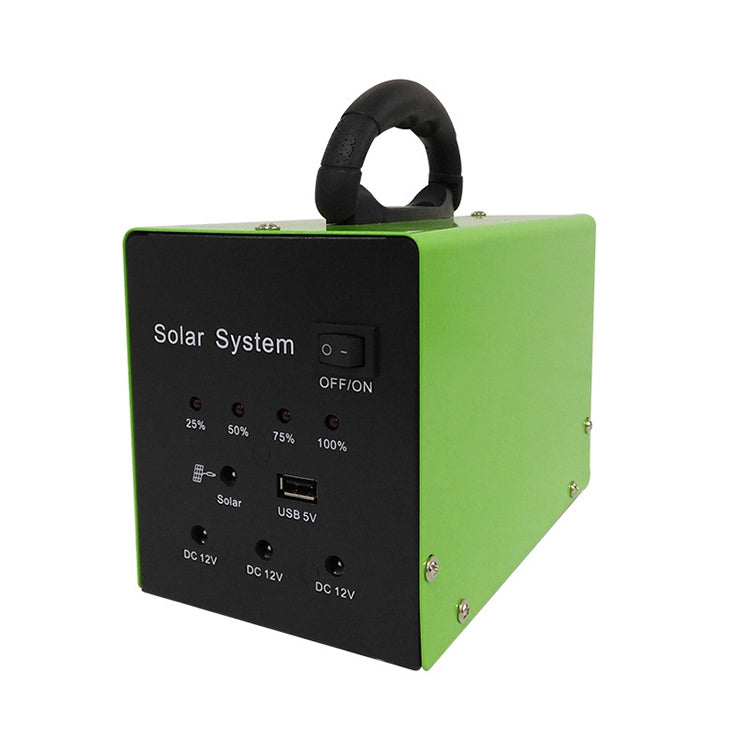 Sistema generazione energia solare 20W con batteria e luci LED