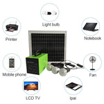 Sistema generazione energia solare 20W con batteria e luci LED