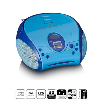 Boombox with CD player FM radio and stickers Blue