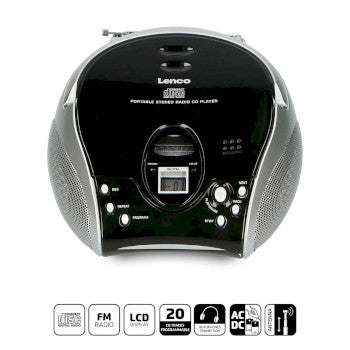 Portable stereo FM radio with CD player Black/silver